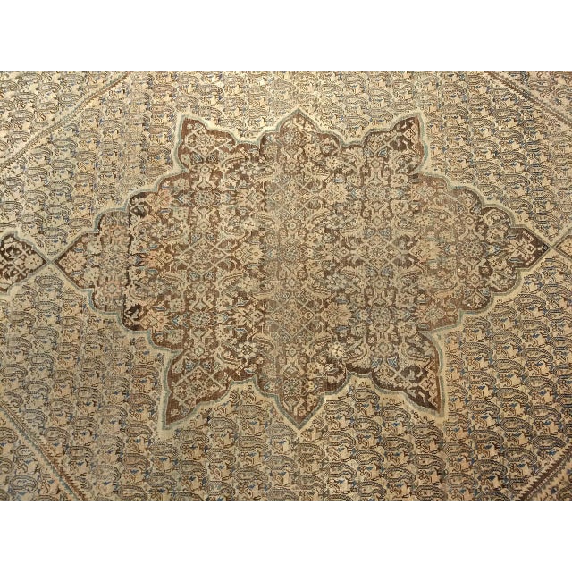 Antique Persian Senneh Area Rug, Hand-Knotted Wool, Paisley Medallion Pattern, Chocolate Brown & Light Blue, 4x7 For Sale - Image 9 of 13