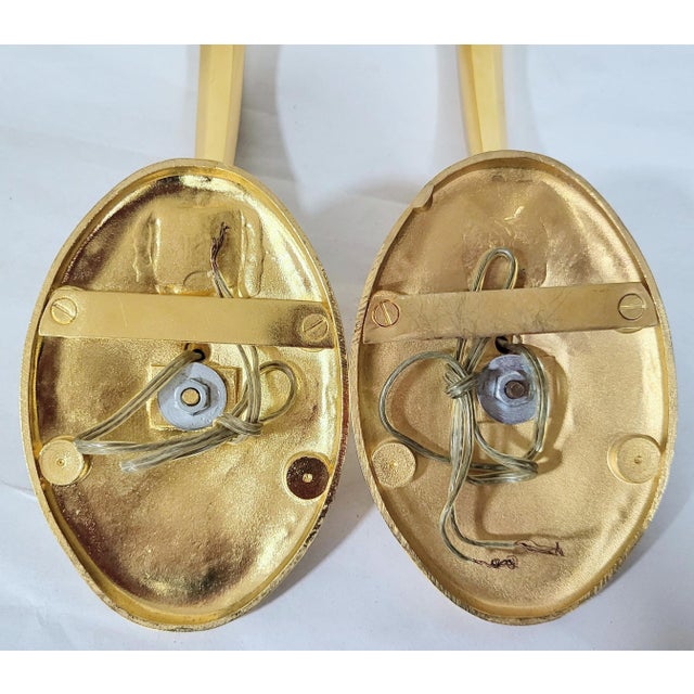 Pair Modern Designer Made Gilt Bronze Wall Sconces by Karajian For Sale - Image 10 of 10