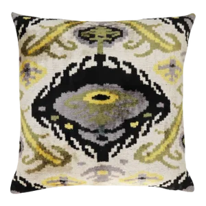 Handmade Velvet Gold Gray Throw Pillow & Down Feather Insert