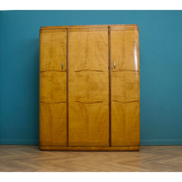 Vintage Art Deco Birch and Walnut Wardrobe, 1930s For Sale - Image 13 of 13