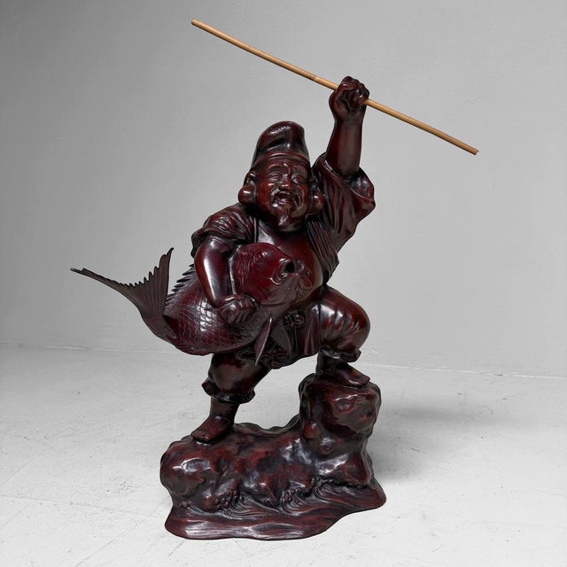 Mid-Century Modern Large Japanese Ebisu Statue, 1950s For Sale - Image 3 of 16