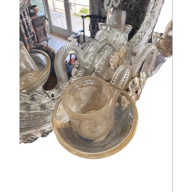 Transparent Early 20th Century Venetian Murano Art Glass Girandole Mirror For Sale - Image 8 of 15