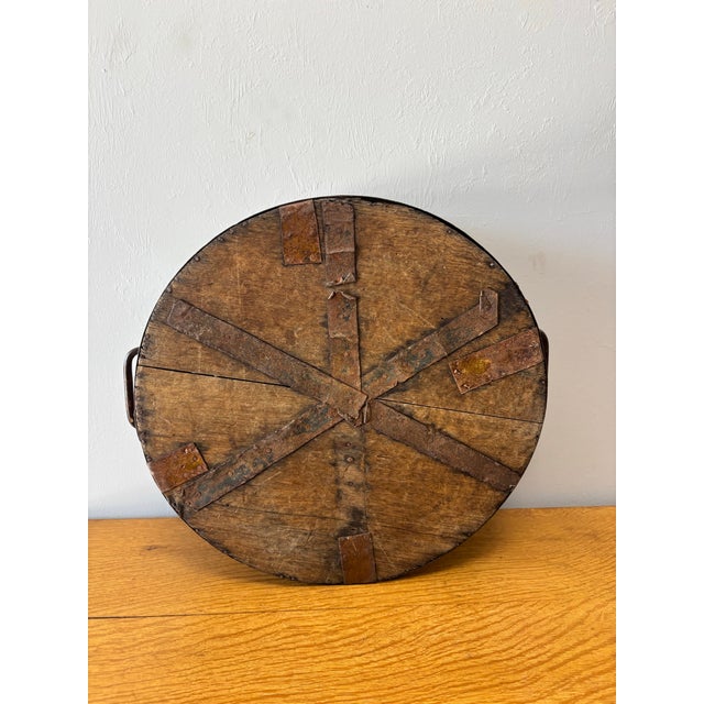 Brown 19th Century English Oak and Cast Metal Dry Grain Measure For Sale - Image 8 of 9