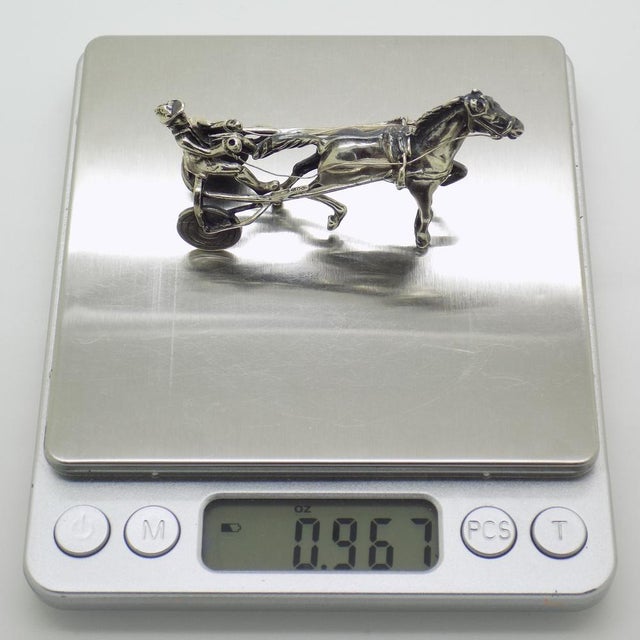 Vintage Italian Handmade Silver Racing Horse with Jockey Figurine, Tuscany, 1980s For Sale - Image 9 of 11