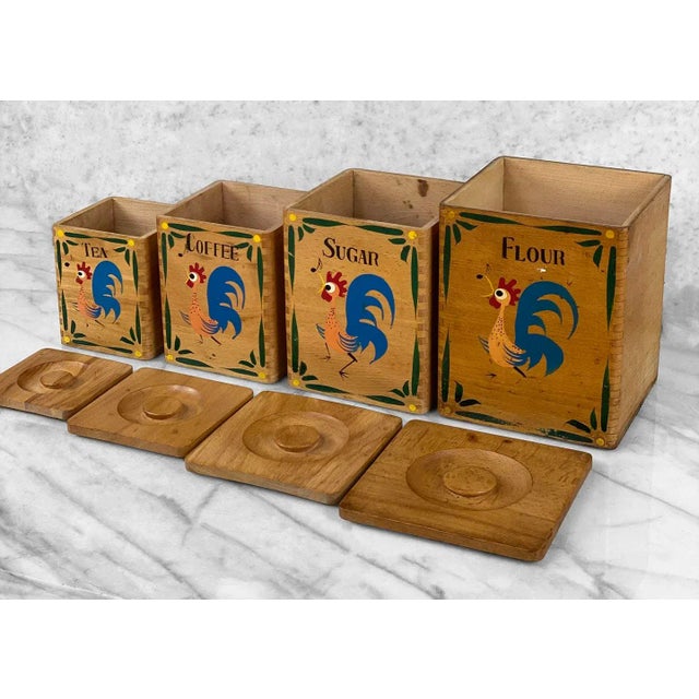 Mid-Century Farmhouse Rooster Chicken Kitchen Canisters - Set of 4 For Sale - Image 4 of 9