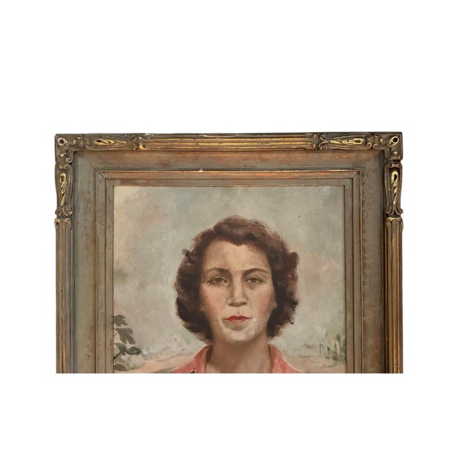 Antique Oil on Board Estate Portrait Painting of Lady / Woman in a Desert Landscape by Spanish Artist J. Anduaga, Circa 1940 (1946) For Sale - Image 4 of 10