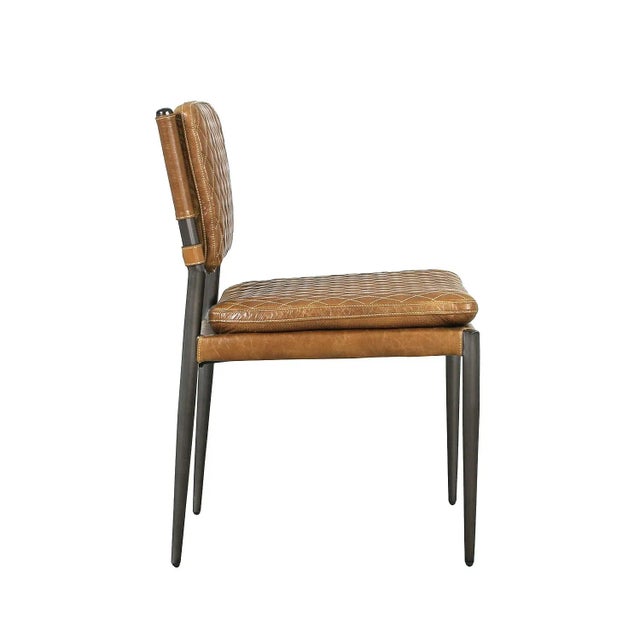 Modern Pasargad Home Capri Top Grain Leather Dining Chair For Sale - Image 3 of 9