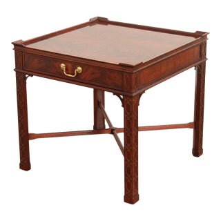 Baker Chinese Chippendale Style Mahogany Side Table For Sale