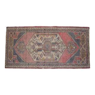 1970s Small Rug, Entryway Rug, Bath Mat, Kitchen Decor, Turkish Rug, Doormat 1'12" X 3'11" For Sale