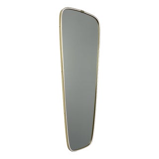 Large Oblong Wall Mirror with Brass Frame, 1950s For Sale