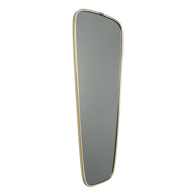Large Oblong Wall Mirror with Brass Frame, 1950s For Sale