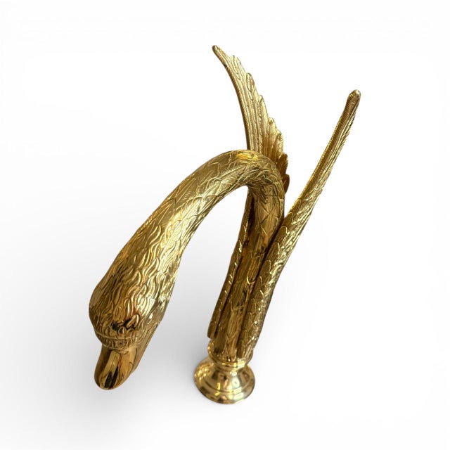 Gold Early 20th Century Gilded Swan Form Sculptural Object With Winged Detail For Sale - Image 8 of 9