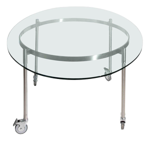 Modernist Glass and Steel Occasional Table on Castors, Italy, 1970s