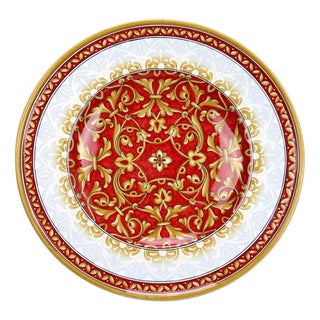 Red Damask Plate by deBlona For Sale
