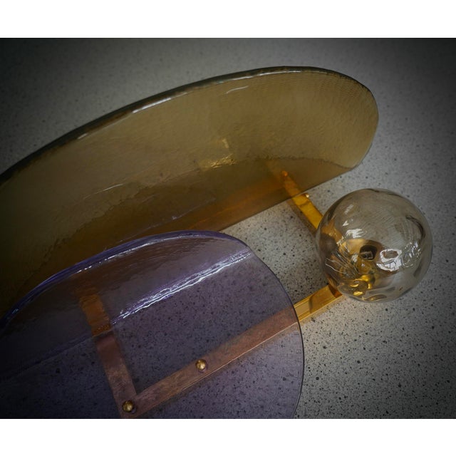 Metal Art Deco Style Murano Glass and Brass Wall Sconce, 2000 For Sale - Image 7 of 10