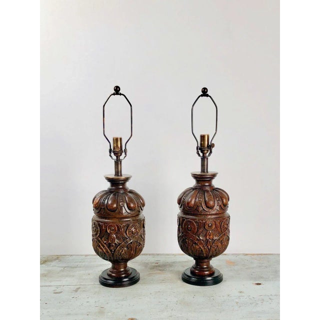 Pair of Oak Balustrade Lamps, 19th Century England For Sale - Image 9 of 9