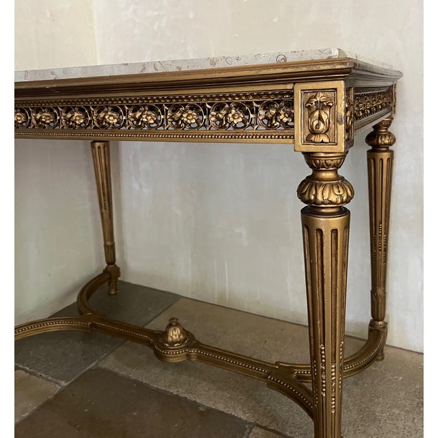 French French 19th Century Marble Top Giltwood Table For Sale - Image 3 of 12