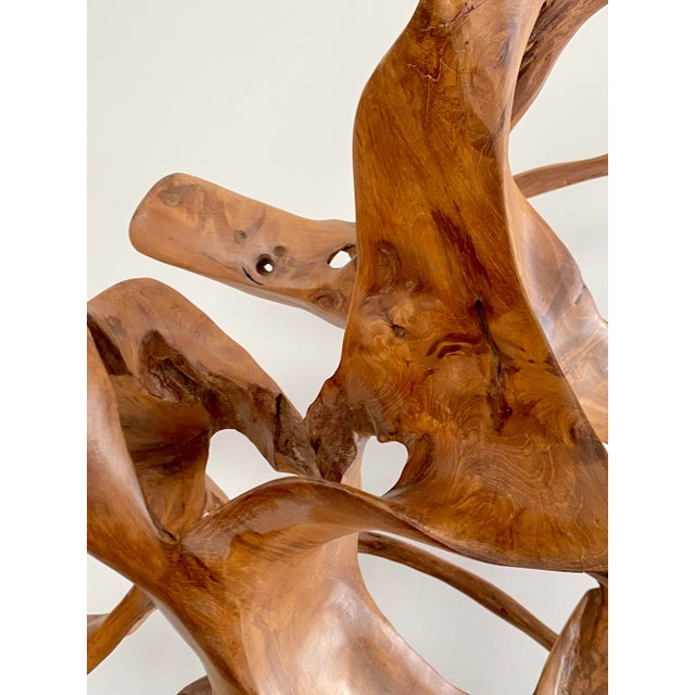 Extra Large Freestanding Teak Root Art Sculpture by Made Goods Marcianus With Custom Matte Metal Base For Sale - Image 12 of 13