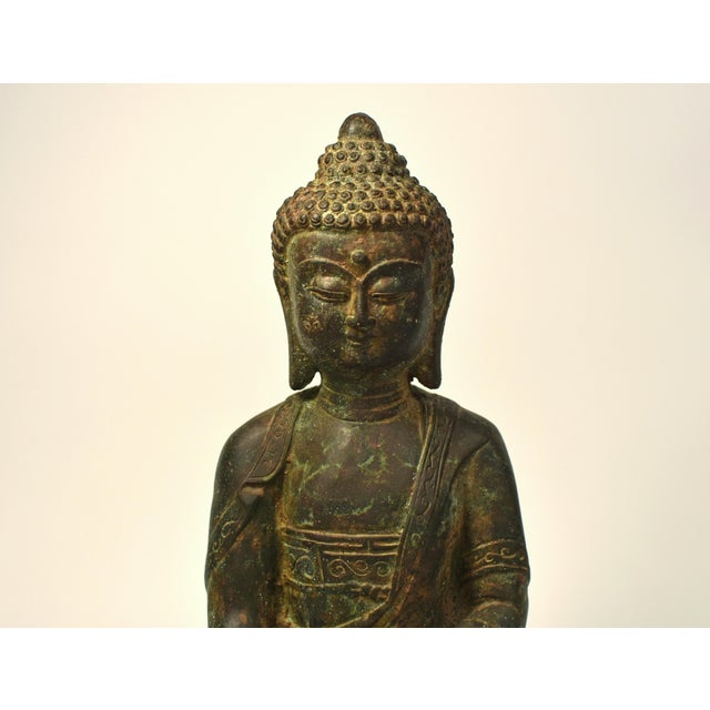 Smiling Young Buddha Statue Bronze Antique For Sale - Image 4 of 13