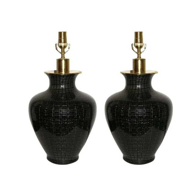 VeArt VeArt 1960s Pair of Black Murano Glass Table Lamps For Sale - Image 4 of 7