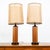 Brown 1960s Mid Century Modern Lamp Set Table Light Lighting Gruvwood Walnut Cane Shade Pair For Sale - Image 8 of 11