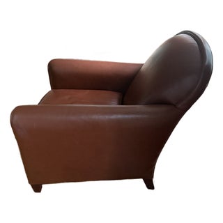 Lee Industries English Traditional Leather Club Chair — Aniline Leather, Oxblood For Sale