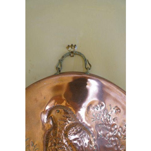 Metal Oversized Vintage Copper Mold Wall Hanging With Brass Handles and Falcon Bird Design For Sale - Image 7 of 8