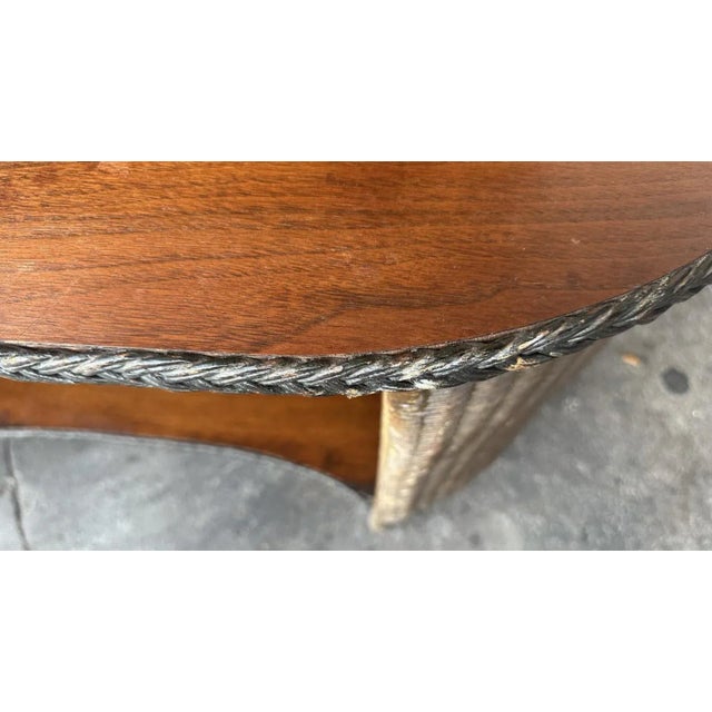 Lloyd Manufacturing Co. Antique 1920s Lloyd Loom Wicker and Cherry or Walnut Console Table For Sale - Image 4 of 7