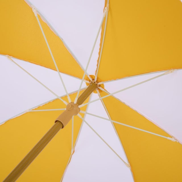 Spritely Home Gallo 6.5 Ft Beach Fringed Umbrella, Yellow Cabana Stripe For Sale - Image 4 of 8