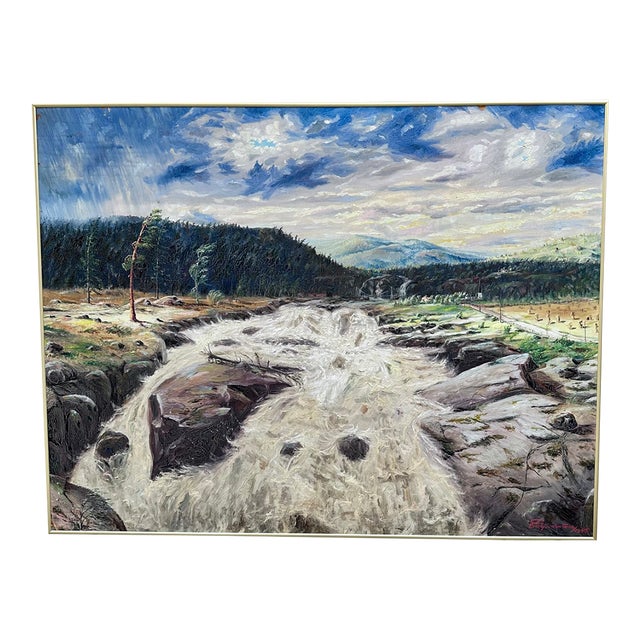 Sweden's Storforsen Rapids Oil Painting For Sale