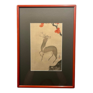 1914 Japanese Woodblock Print "A Deer Under a Maple Tree" After Ogata Korin