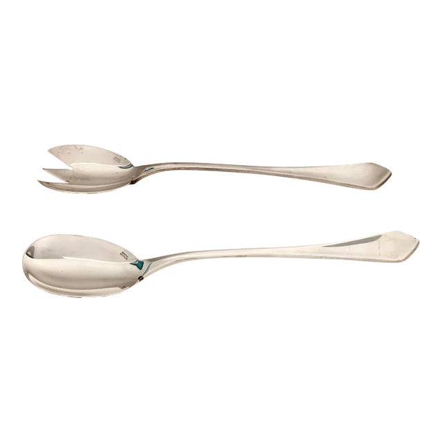 Ercuis Citeaux Large Silverplated Salad Serving Fork and Spoon - Reg Price $570 For Sale