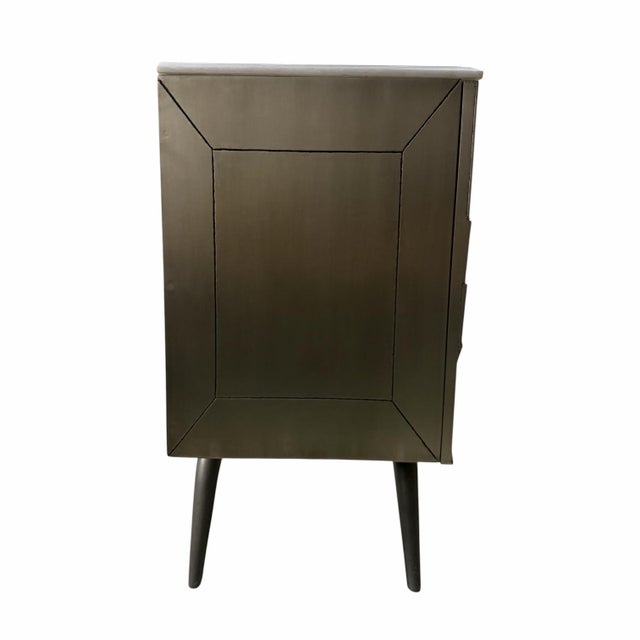 2020s Global Views Triangle Cabinet in Antique Silver With Australian White Marble Top For Sale - Image 5 of 8