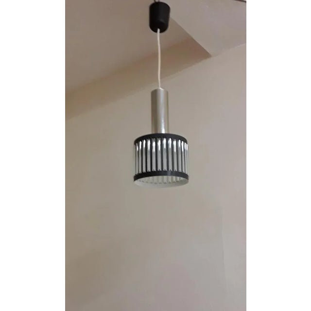 Vintage Ceiling Lamp with Gray Metal Frame and Embedded Clear Plastic Sticks, 1970s, in Very Good conditions. Designed...