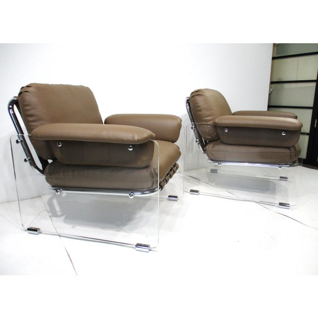 Pace Argenta Upholstered and Lucite Lounge Chairs for Pace Collection For Sale - Image 17 of 17