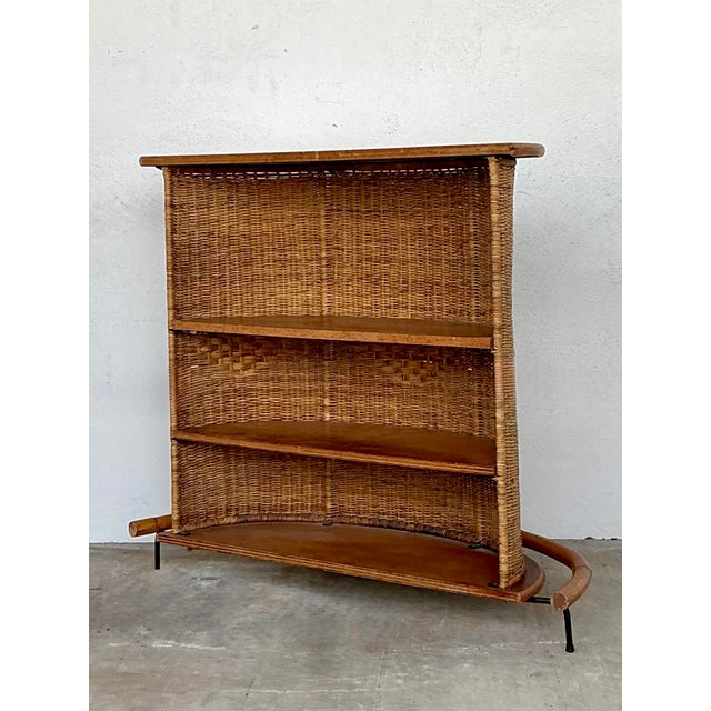 Mid-Century Modern Vintage Diamond Weave Dry Bar For Sale - Image 3 of 12