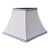 Contemporary Small White Linen Lampshade Clip on Blue Trim Square Bell For Sale