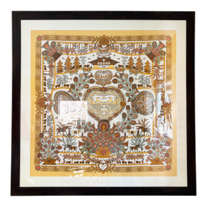 Hermes Carre 90 Decoupages Silk Scarf