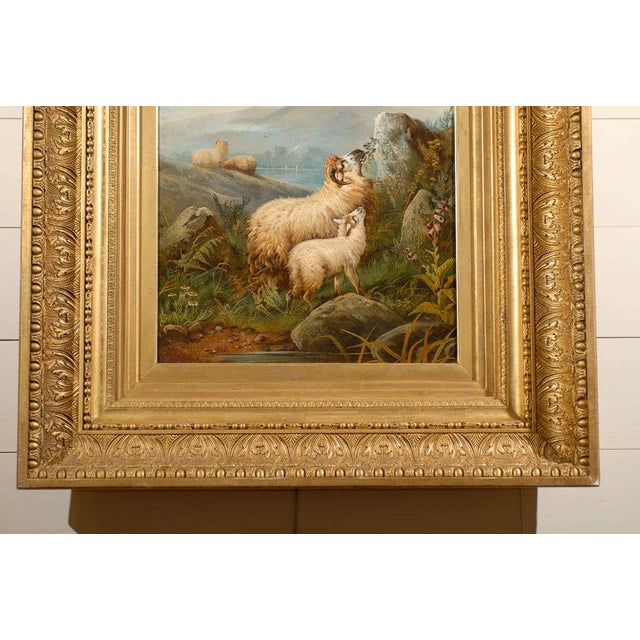 Late 19th Century English 19th Century Sheep in Landscape Painting by John W. Morris in Gilt Frame For Sale - Image 5 of 9