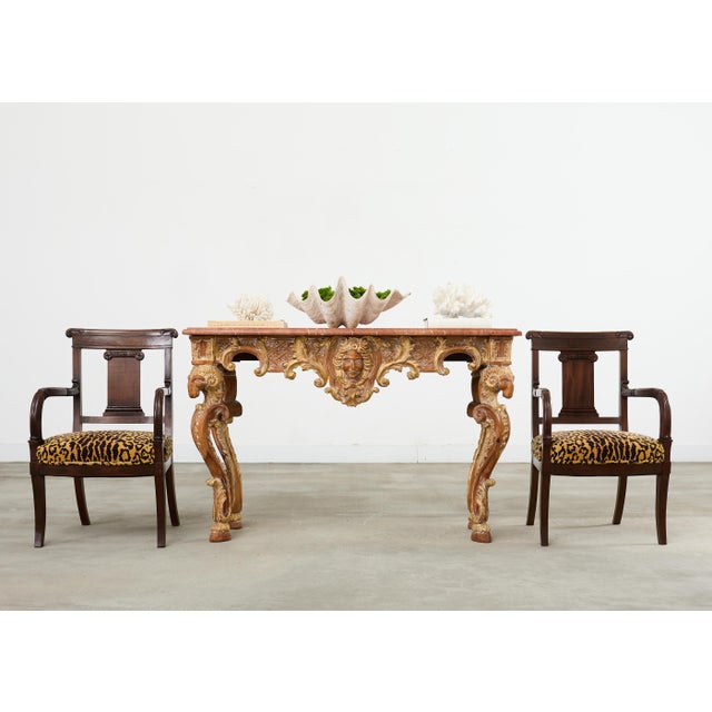 Fantastic 20th century Italian carved pine console table decorated in the baroque taste. The table features a 1 inch thick...