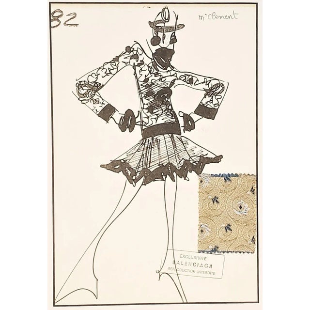 This is a Balenciaga French “croquis” (fashion design) from the 1980’s. This croquis was a fashion sketch given to...