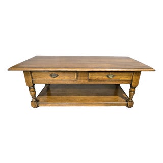 Vintage Oak Plank Coffee Table, 1920 For Sale