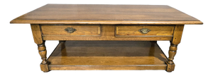 Vintage Oak Plank Coffee Table, 1920