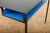 Coffee Table in Black Lacquered Metal Square Tube and Glass Top with Blue Metal Shelf For Sale - Image 4 of 11
