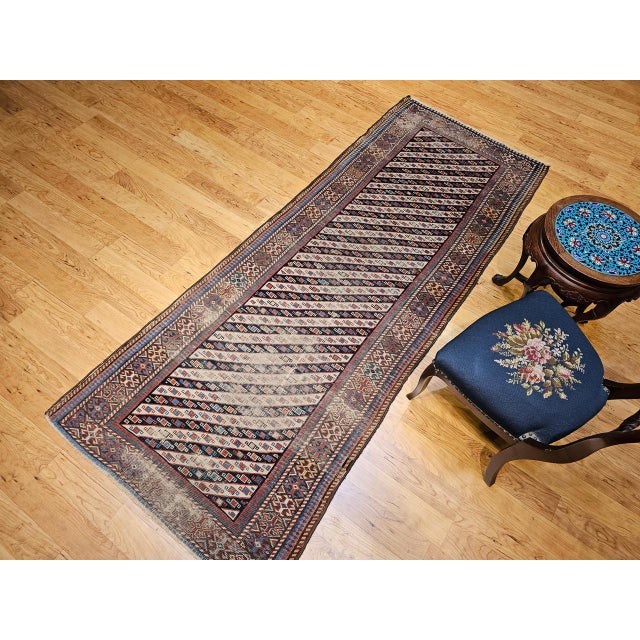 19th Century Antique Gendje Kazak Runner, Hand-Knotted Wool Pile, Caucasus, 1800s, 4' x 9' For Sale - Image 5 of 18
