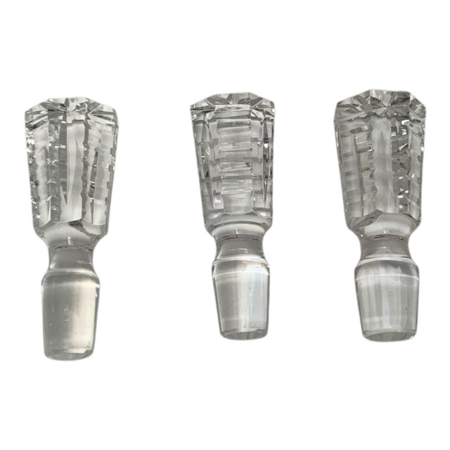 Set of Three Lismore Wine Decanters &amp; Stoppers by Waterford Crystal Made in Ireland 1960s-1990s. Each approximately...