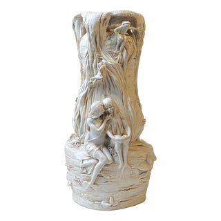 Antique Bohemian Enchanted Fairy Tail Tree Trunk Vase in Porcelain, 1890s For Sale