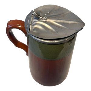 Vintage Ceramic Jug With Pewter Lid