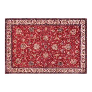 1970s Hand-Knotted Wool Area Rug - Vibrant Red,Ivory 10.3x13.2 For Sale