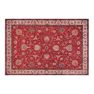 1970s Hand-Knotted Wool Area Rug - Vibrant Red,Ivory 10.3x13.2